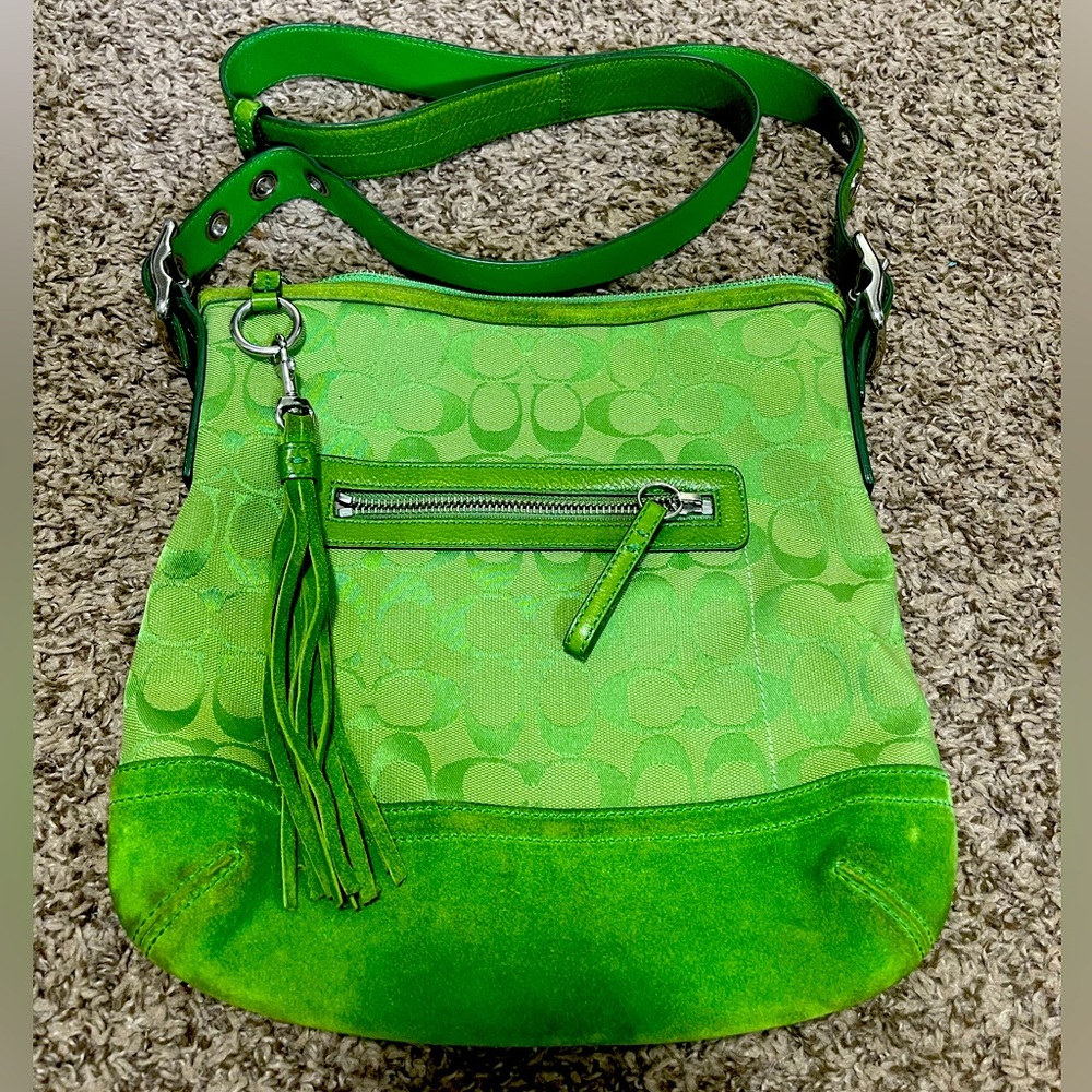 Green coach crossbody bag